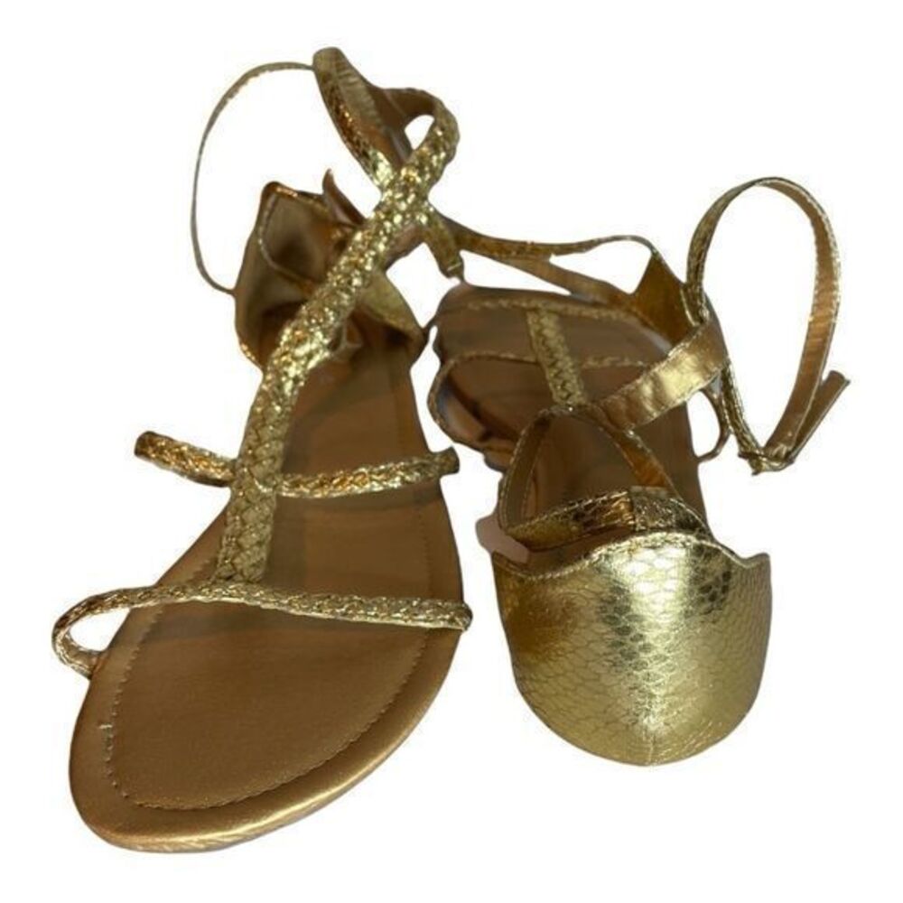 2/$40 Ellie Goldtone Gladiator Sandals Size 8